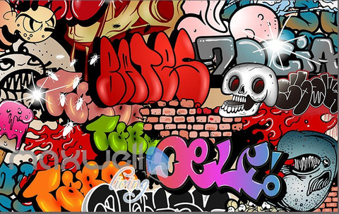 Image of 3D Graffiti Skull Letters Wall Murals Wallpaper Wall Art Decals Decor IDCWP-TY-000125