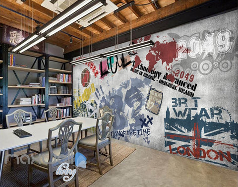 Image of 3D Graffiti Paris Tower Words Wall Murals Wallpaper Wall Art Decals Decor IDCWP-TY-000126