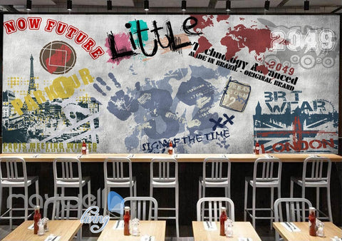 Image of 3D Graffiti Paris Tower Words Wall Murals Wallpaper Wall Art Decals Decor IDCWP-TY-000126