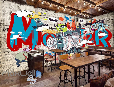 Image of 3D Graffiti Monster Car Wall Murals Wallpaper Wall Art Decals Decor IDCWP-TY-000128