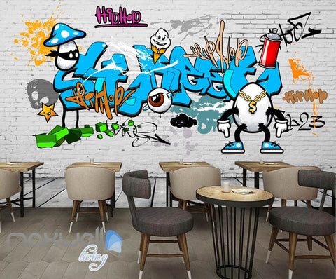 Image of 3D Graffiti Blue Letters Egg Dollar Wall Murals Wallpaper Wall Art Decals Decor IDCWP-TY-000129