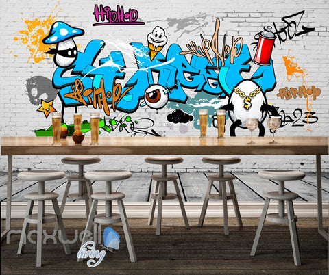 Image of 3D Graffiti Blue Letters Egg Dollar Wall Murals Wallpaper Wall Art Decals Decor IDCWP-TY-000129