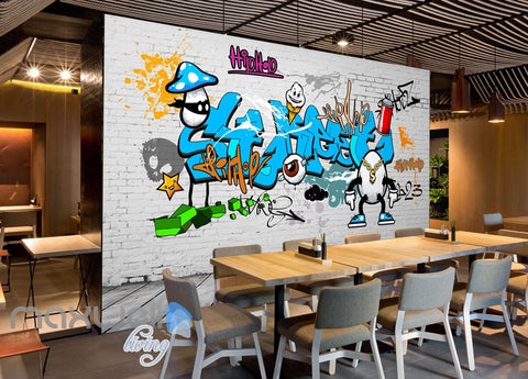Image of 3D Graffiti Blue Letters Egg Dollar Wall Murals Wallpaper Wall Art Decals Decor IDCWP-TY-000129