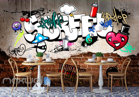 Image of 3D Graffiti Street Heart Cherry Wall Murals Wallpaper Wall Art Decals Decor IDCWP-TY-000130