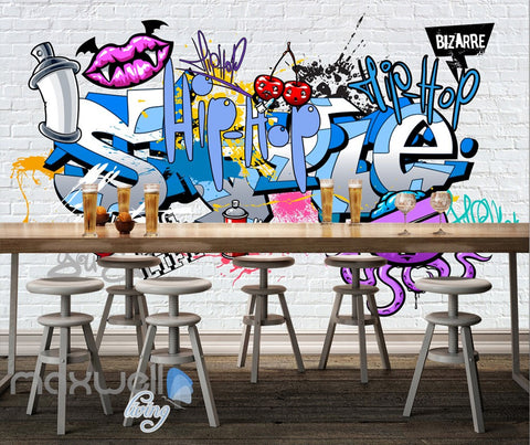 Image of 3D Graffiti Devil Lips Hiphop Wall Murals Wallpaper Wall Art Decals Decor IDCWP-TY-000131