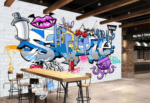 Image of 3D Graffiti Devil Lips Hiphop Wall Murals Wallpaper Wall Art Decals Decor IDCWP-TY-000131