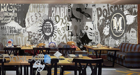 Image of 3D Retro Vintage Graffiti Wall Murals Wallpaper Wall Art Decals Decor IDCWP-TY-000134