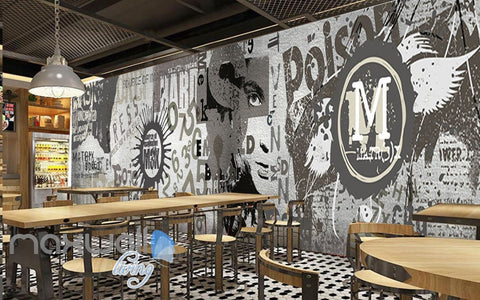 Image of 3D Retro Vintage Graffiti Wall Murals Wallpaper Wall Art Decals Decor IDCWP-TY-000134