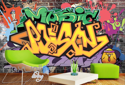 Image of 3D Graffiti Letters Music Art Wall Murals Wallpaper Wall Paper Decals Decor IDCWP-TY-000135