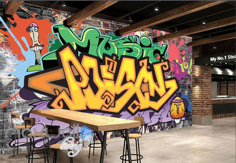 Image of 3D Graffiti Letters Music Art Wall Murals Wallpaper Wall Paper Decals Decor IDCWP-TY-000135