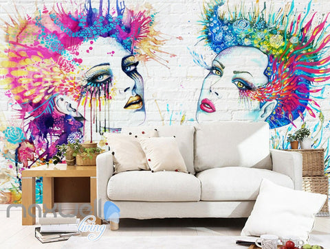 Image of 3D Graffiti Paint Women Bricks Wall Murals Wallpaper Wall Art Decals Decor IDCWP-TY-000141