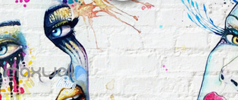 Image of 3D Graffiti Paint Women Bricks Wall Murals Wallpaper Wall Art Decals Decor IDCWP-TY-000141