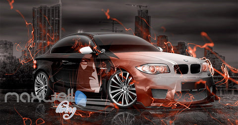 Image of 3D Graffiti Racing Car Fire Wall Murals Wallpaper Wall Art Decals Decor IDCWP-TY-000144