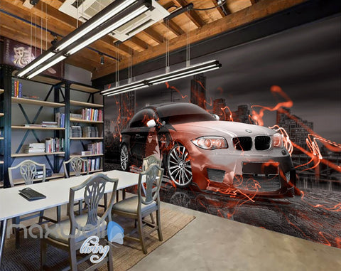 Image of 3D Graffiti Racing Car Fire Wall Murals Wallpaper Wall Art Decals Decor IDCWP-TY-000144