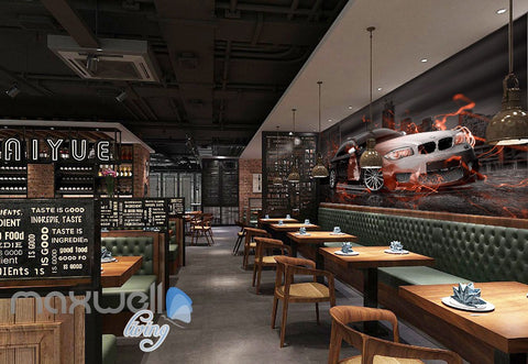 Image of 3D Graffiti Racing Car Fire Wall Murals Wallpaper Wall Art Decals Decor IDCWP-TY-000144