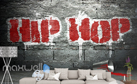 Image of 3D Graffiti Large Red Hip Hop Wall Murals Wallpaper Wall Art Decals Decor IDCWP-TY-000145