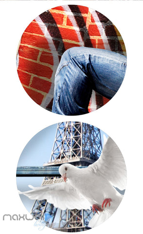 Image of 3D Graffiti Window Bird Paris Wall Murals Wallpaper Wall Art Decals Decor IDCWP-TY-000146