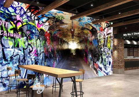 Image of 3D Graffiti Long Tunnel Letters Wall Murals Wallpaper Wall Art Prints Decals IDCWP-TY-000149
