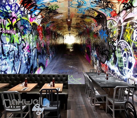 Image of 3D Graffiti Long Tunnel Letters Wall Murals Wallpaper Wall Art Prints Decals IDCWP-TY-000149