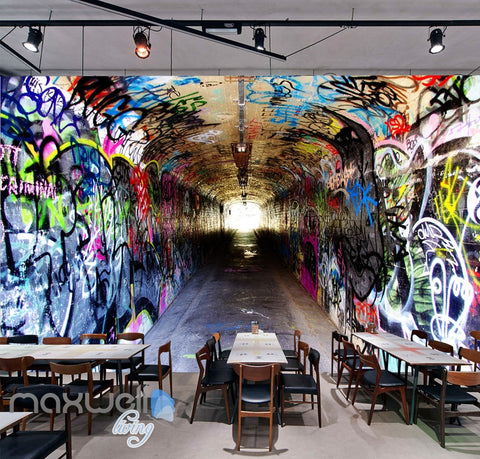 Image of 3D Graffiti Long Tunnel Letters Wall Murals Wallpaper Wall Art Prints Decals IDCWP-TY-000149
