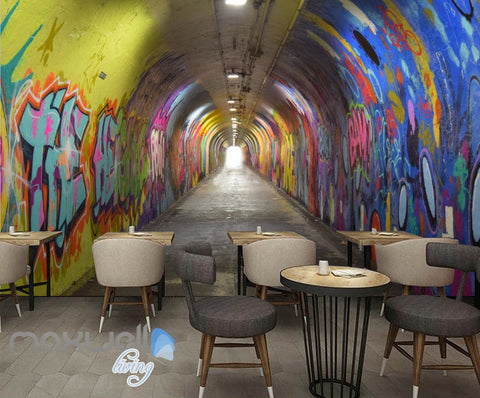 Image of 3D Graffiti Tunnel Buniess Office Wall Murals Wallpaper Wall Art Decals Prints IDCWP-TY-000151
