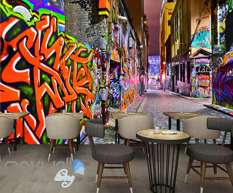 Image of 3D Graffiti Coral Letters Art Building Wall Murals Wallpaper Art Decals Prints Decor IDCWP-TY-000155