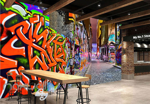 Image of 3D Graffiti Coral Letters Art Building Wall Murals Wallpaper Art Decals Prints Decor IDCWP-TY-000155