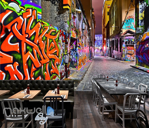 Image of 3D Graffiti Coral Letters Art Building Wall Murals Wallpaper Art Decals Prints Decor IDCWP-TY-000155