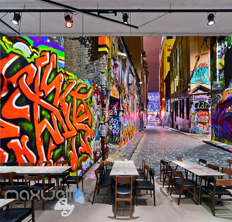 Image of 3D Graffiti Coral Letters Art Building Wall Murals Wallpaper Art Decals Prints Decor IDCWP-TY-000155