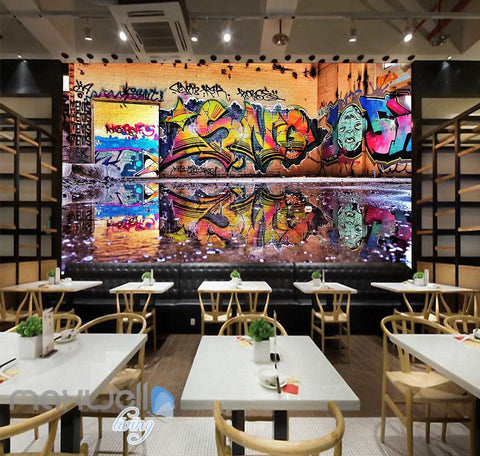 Image of 3D Graffiti Street Puddle Shade Wall Murals Wallpaper Art Decals Prints Decor IDCWP-TY-000157