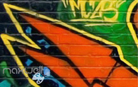 Image of Graffiti Fire Letters Green Blue Wall Murals Wallpaper Art Decals Print Decor IDCWP-TY-000160