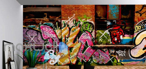 Image of 3D Graffiti Big Eye Theme Letter Words Wall Murals Wallpaper Decals Prints Decor IDCWP-TY-000170