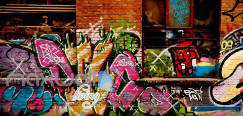 Image of 3D Graffiti Big Eye Theme Letter Words Wall Murals Wallpaper Decals Prints Decor IDCWP-TY-000170