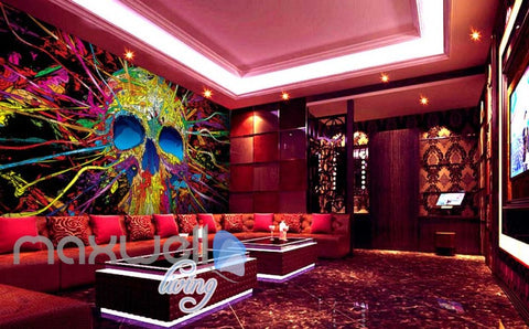 Image of 3D Graffiti Skull tube Abstract Art Wall Murals Wallpaper Decals Prints Decor IDCWP-TY-000172
