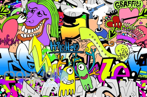 Image of 3D Graffiti Hiphop Abstract Street Art Wall Murals Wallpaper Decals Prints Decor IDCWP-TY-000173