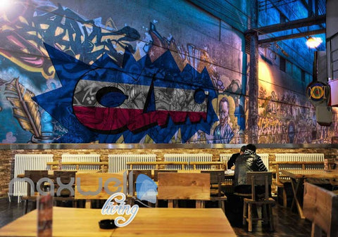 Image of 3D Graffiti Feather Man Letters Art Wall Murals Wallpaper Decals Prints Decor IDCWP-TY-000176