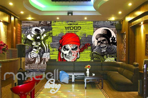 Image of 3D Graffiti Skull Pirate Uncle Sam Wall Murals Wallpaper Decals Print Decor Art IDCWP-TY-000177