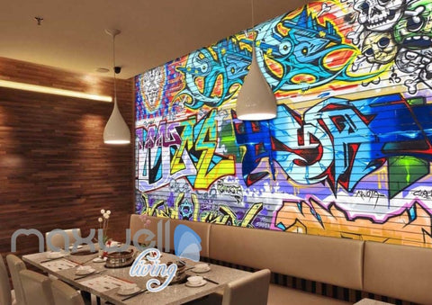 Image of 3D Graffiti Colorboard Skull Abstract Art Wall Murals Wallpaper Decals Prints IDCWP-TY-000180