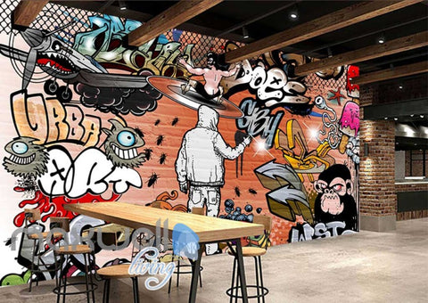 Image of 3D Graffiti Urban Plane Man Girl Art Wall Murals Wallpaper Decals Prints Decor IDCWP-TY-000187