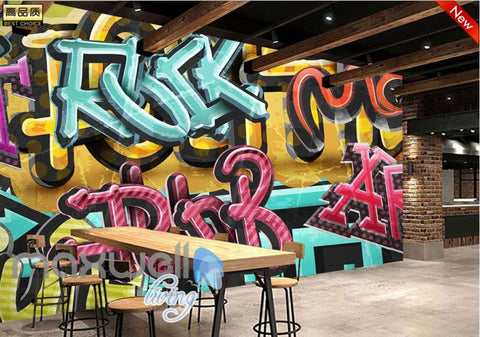 Image of 3D Graffiti RnB Rock Word Street Art Wall Murals Wallpaper Decals Prints Decor IDCWP-TY-000188