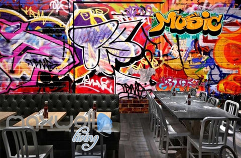 Image of 3D Graffiti Music Colorful Street Art Wall Murals Wallpaper Decals Prints Decor IDCWP-TY-000190