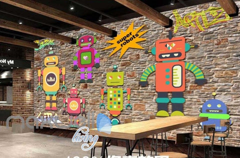 Image of 3D Graffiti Super Robots Life Art Wall Murals Wallpaper Decals Prints Decor IDCWP-TY-000195