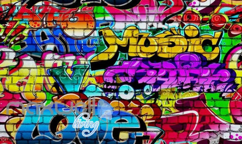 Image of 3D Graffiti Love Dance Music Street Art Wall Murals Wallpaper Decals Print Decor IDCWP-TY-000197