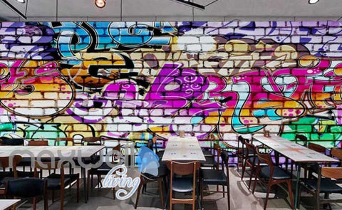 Image of 3D Graffiti Brick Color Words Street Art Wall Murals Wallpaper Decals Print IDCWP-TY-000198