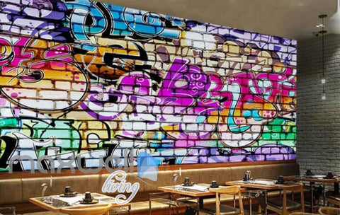 Image of 3D Graffiti Brick Color Words Street Art Wall Murals Wallpaper Decals Print IDCWP-TY-000198