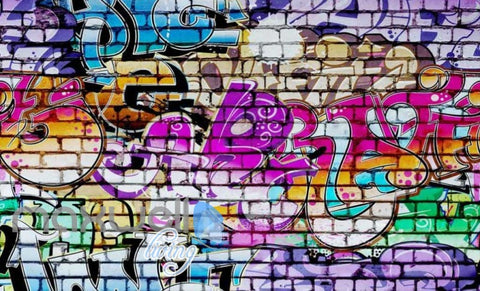 Image of 3D Graffiti Brick Color Words Street Art Wall Murals Wallpaper Decals Print IDCWP-TY-000198
