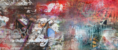 Image of 3D Graffiti Red Color Theme Urban Street Art Wall Murals Wallpaper Decals Print IDCWP-TY-000200