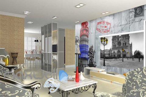 Image of 3D Graffiti Italy Pisa Paris Travel Post Card Wall Murals Wallpaper Decals Print IDCWP-TY-000201