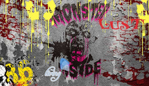 3D Graffiti Monster inside Horror Hollowen Art Wall Murals Wallpaper Decal Print IDCWP-TY-000206