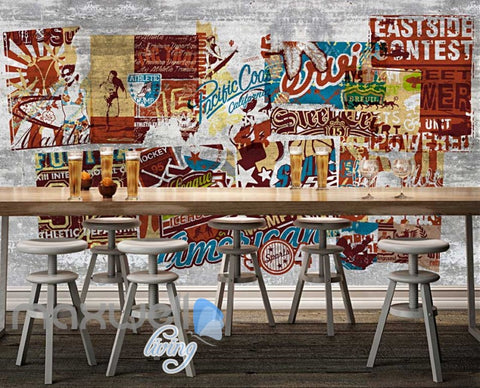 Image of 3D Graffiti Vintage Poster American Street Art Wall Murals Wallpaper Decal Print IDCWP-TY-000207